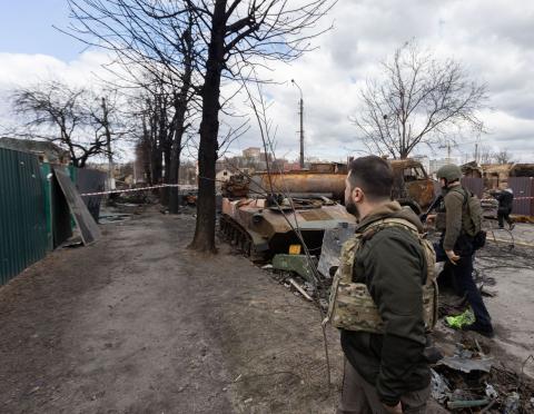 President of Ukraine Volodymyr Zelensky visited Bucha, where evidence of massacres of civilians was found