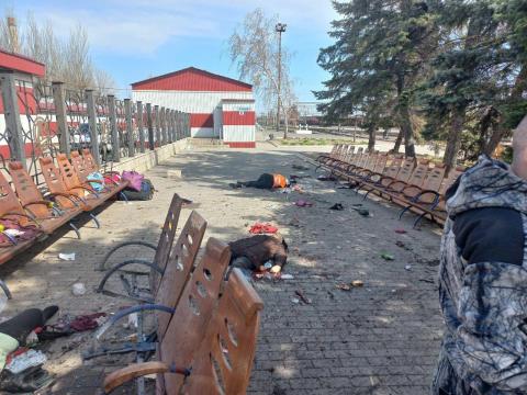 Cassette Iskander - on the Kramatorsk railway station hit the Russian Nazis