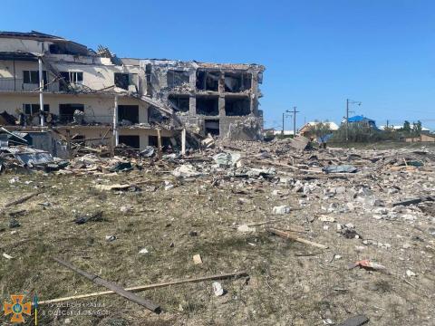 Rescuers eliminate the consequences of a missile strike in the Odessa region