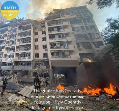 Search and rescue operations are underway in a residential building in the Shevchenkivskyi district where the rocket hit