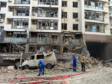 Search and rescue operations are underway in a residential building in the Shevchenkivskyi district where the rocket hit
