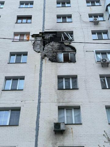 In the city of Ukrainka, Kyiv region, fragments of a Russian rocket hit a high-rise building