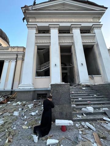 The Transfiguration Cathedral in the very center of Odessa was destroyed.