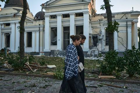 The Transfiguration Cathedral in the very center of Odessa was destroyed.