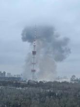 Rocket attack on Kiev near the central television tower